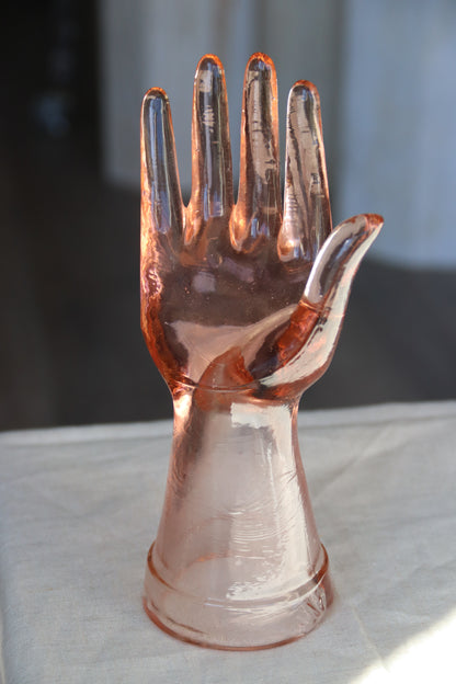 Vintage Pink Glass Hand