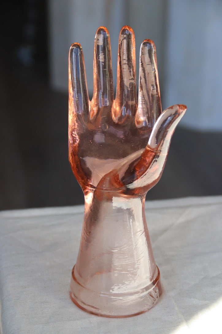 Pink Glass Hand Ring Display