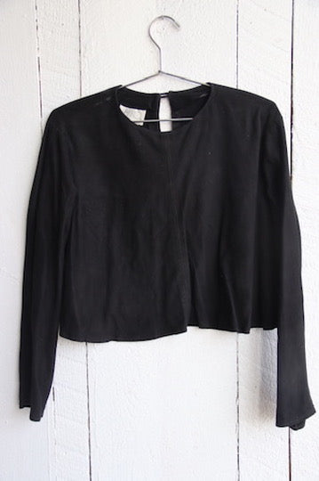 Vakko Black Suede Leather Top