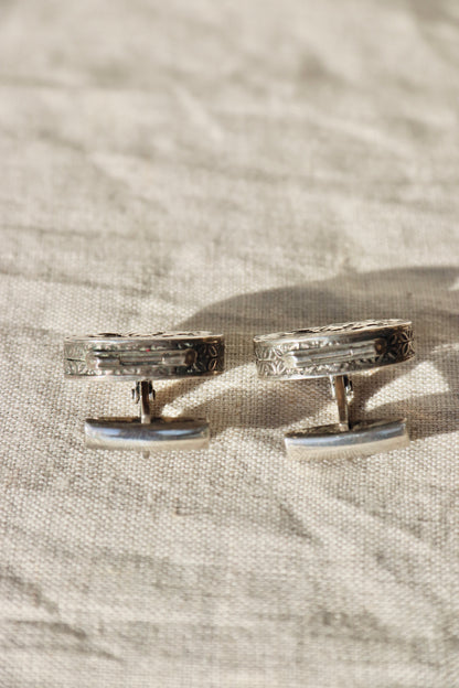Vintage 800 Silver Cartship Compartment Cufflinks