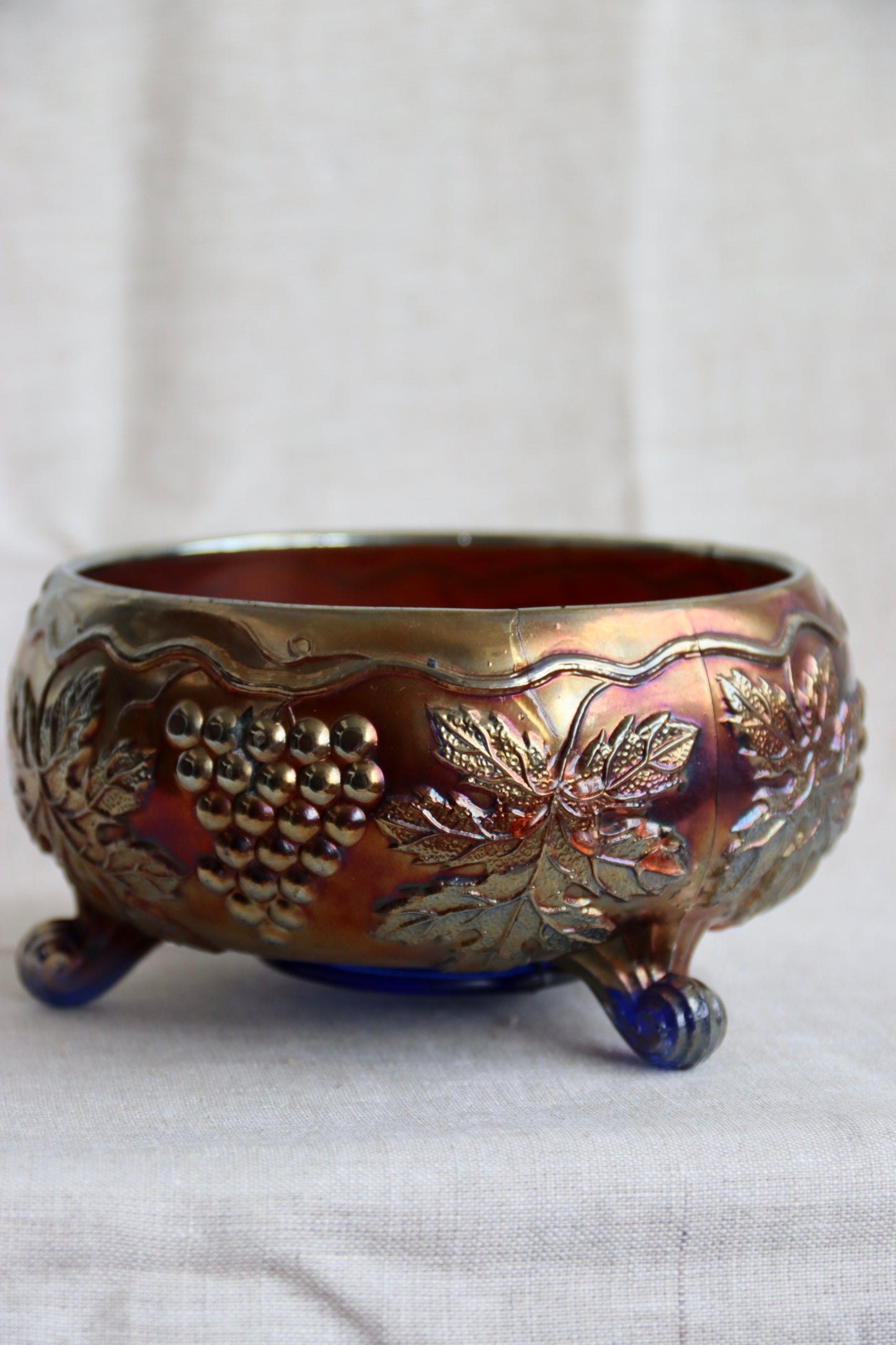 Amethyst Carnival Glass Footed Bowl (as is)