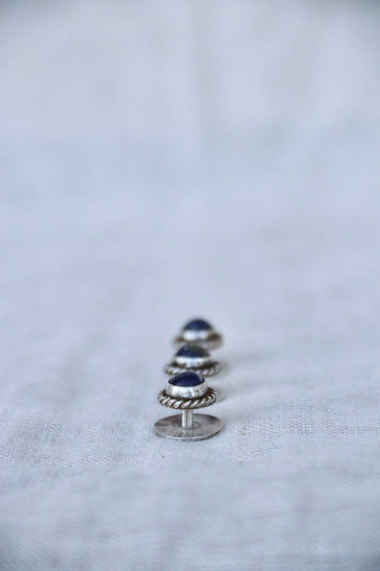 Set of 3 Sterling Silver lapis tuxedo studs