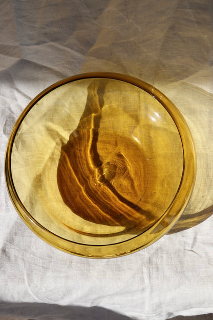 Amber Art Blown Glass Pitcher and Bowl
