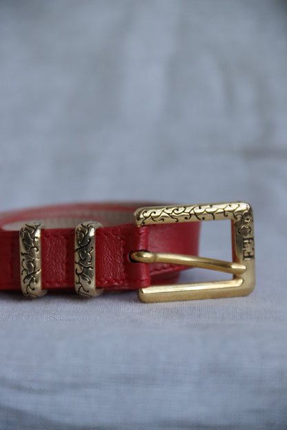 Vintage Escada Red Leather Belt - 36