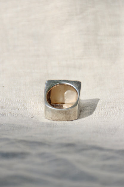Square Mother of Pearl Sterling Silver Ring