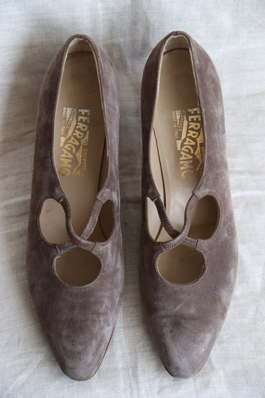 Grey Ferragamo Heels