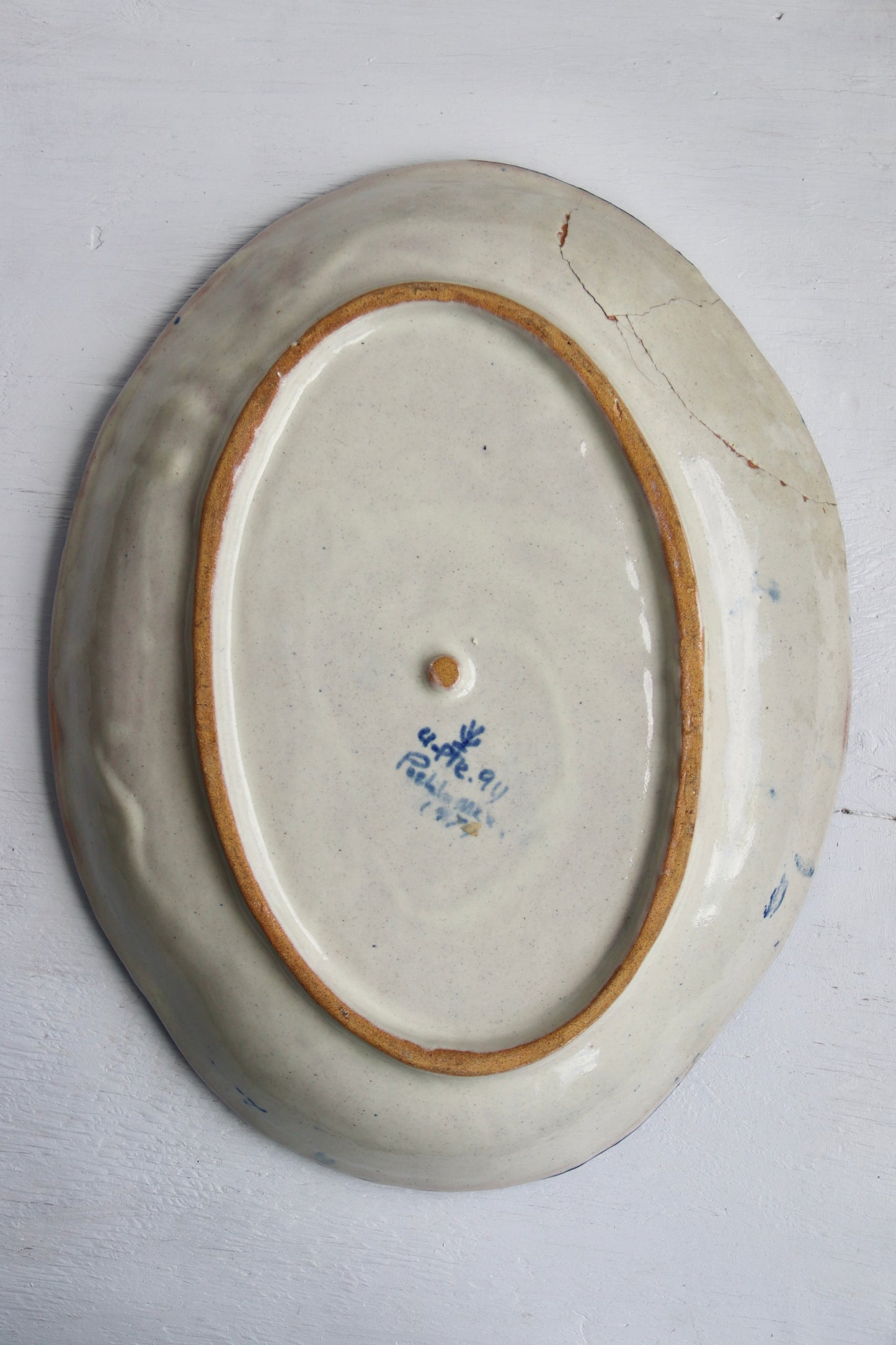 Vintage 70s Mexican Hand Painted Ceramic Platter