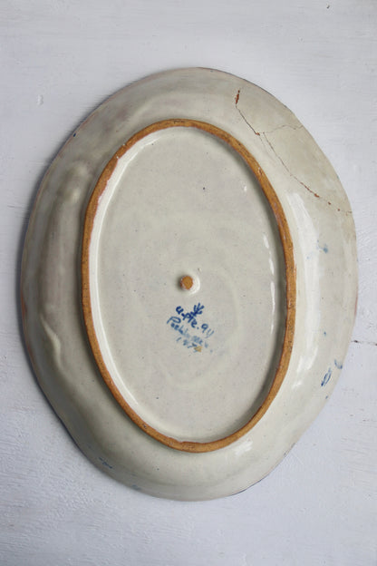 Vintage 70s Mexican Hand Painted Ceramic Platter