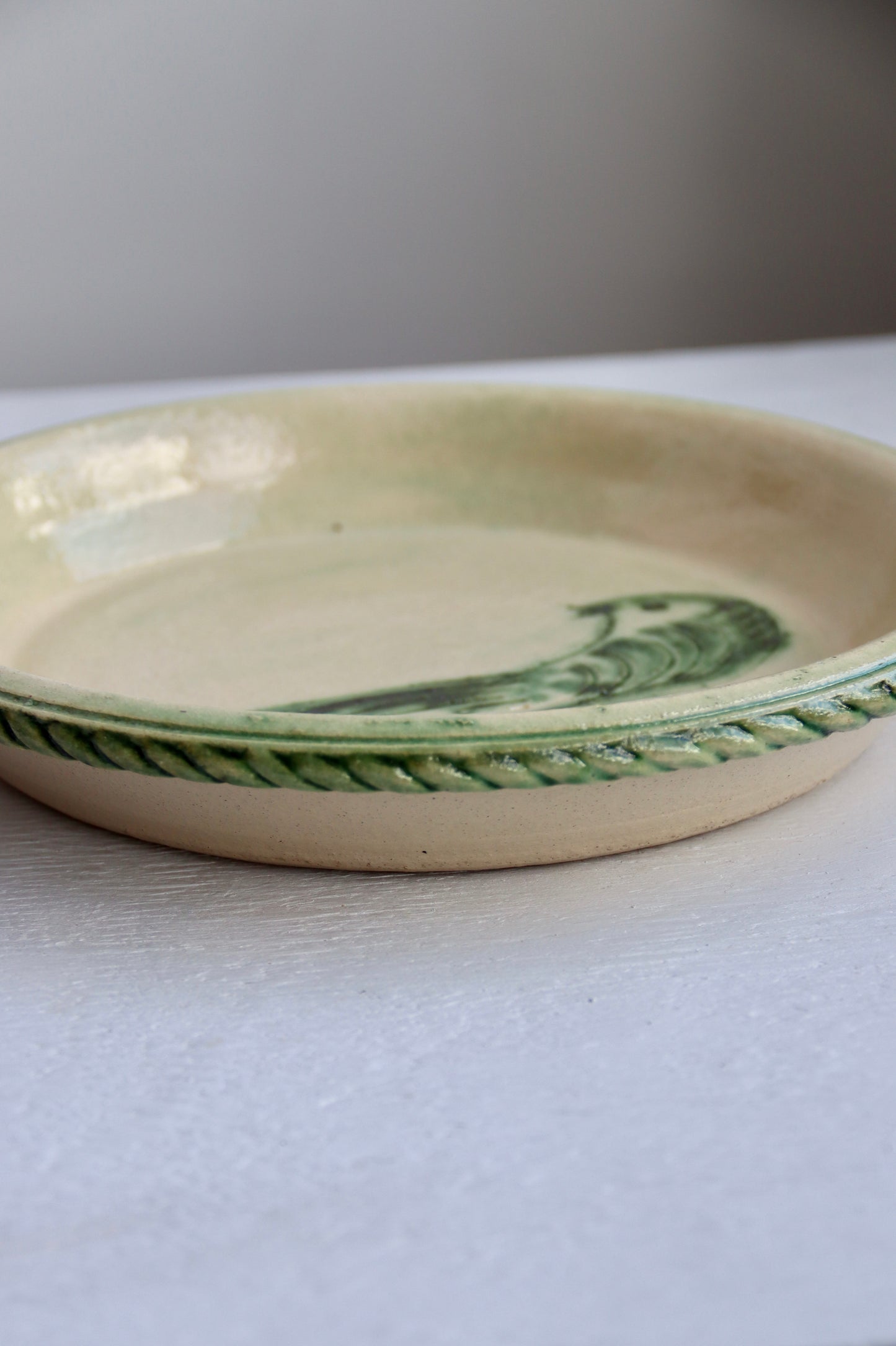 Guy Wolff Ceramic Pie Plate with Bird