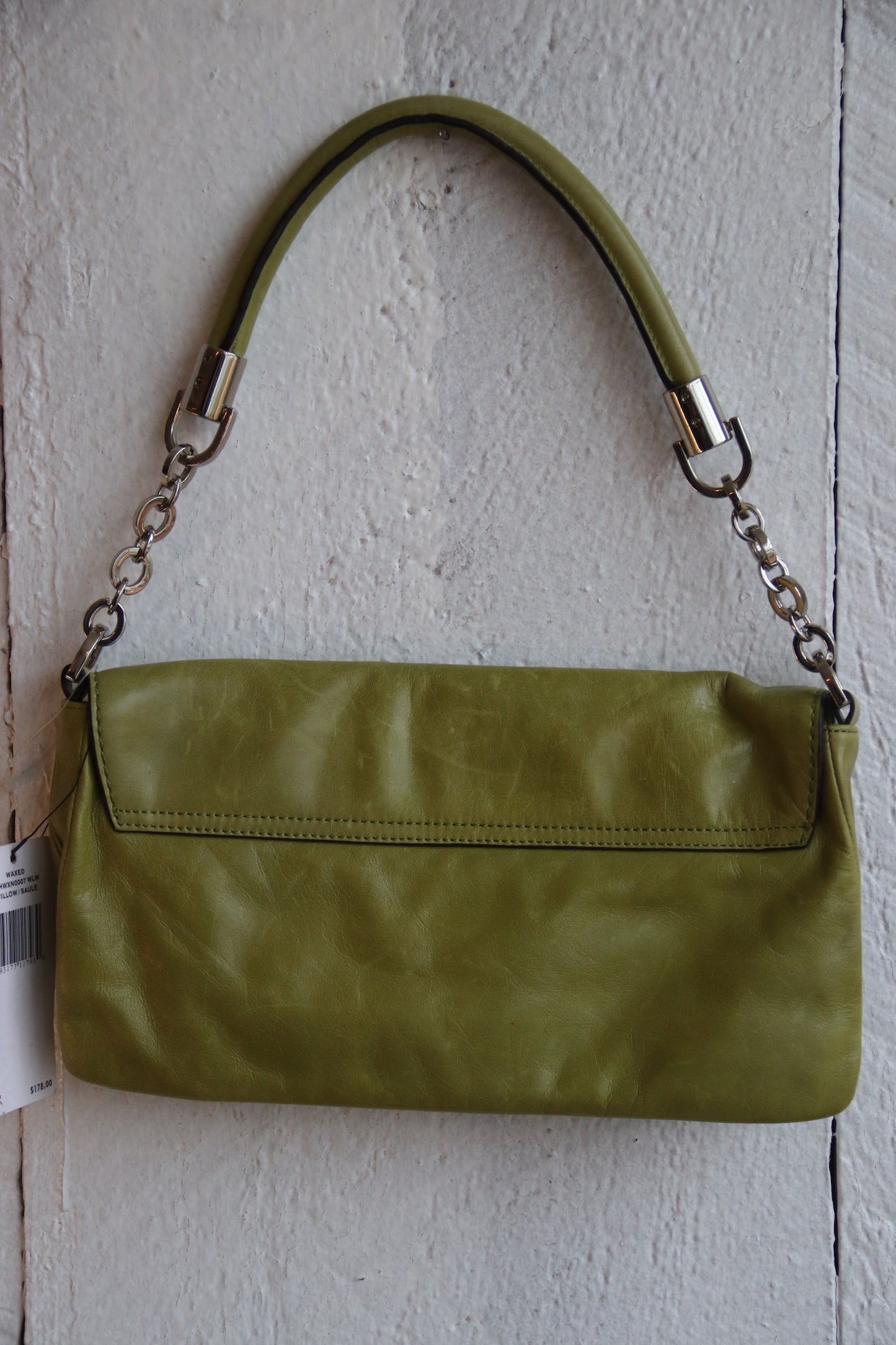 Calvin Klein Green Leather and Silver Chrome Bag