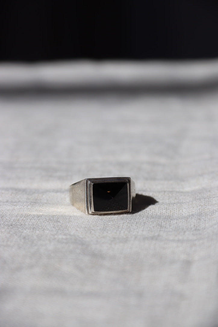 Onyx Pyramid Sterling Silver Ring