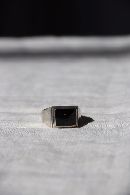 Onyx Pyramid Sterling Silver Ring