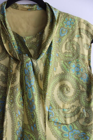 Vintage Green Silk Top