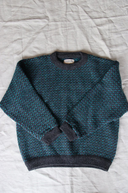 Vintage L. L. Bean Teal Birdseye Wool Sweater