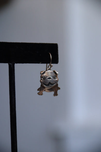 Sterling Silver Bulldog Earrings