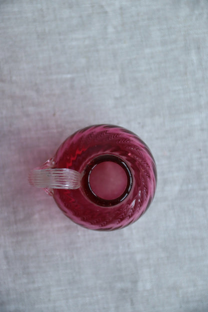 Mini hand blown maroon glass pitcher/vase