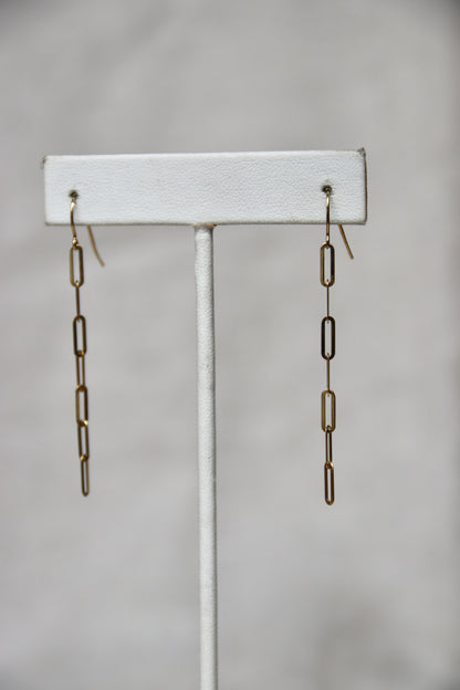 Paperclip Earrings - 10K Yellow Gold