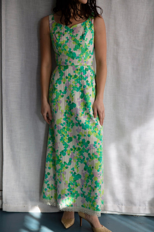 Harold Grant Green Quilt Maxi Dress - 1970s