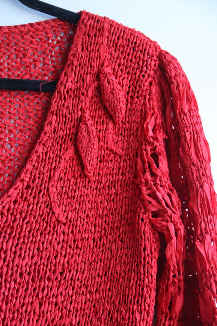 Vintage Woven Red Top
