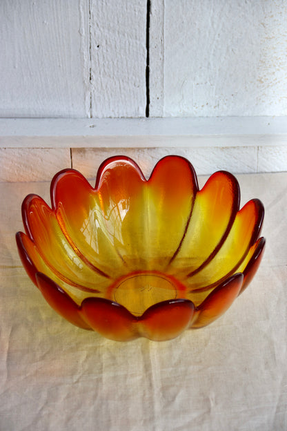 Indiana Glass Amberina Orange Lotus Bowl