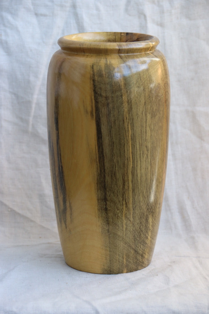 Polished Wood Turned Vase and Pitcher Set
