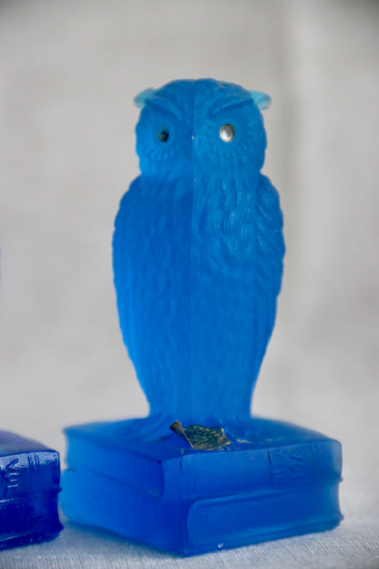 Set of 2 Westmoreland Glass Owl Figurines