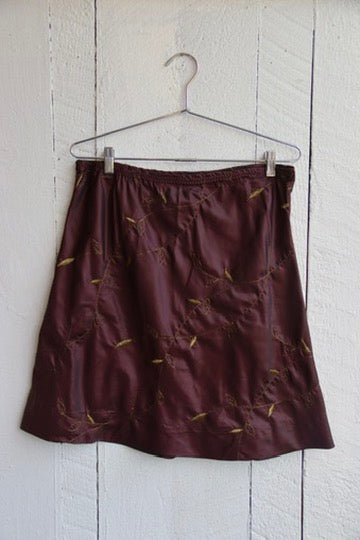 Vintage Hand Made Maroon Silk Skirt