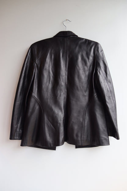 Cole Haan City Black Leather Coat