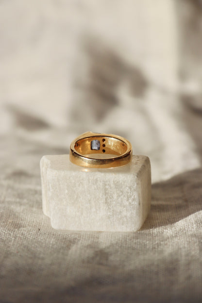 Tanzanite, Diamond and Opal Doublet Ring - 14k Gold