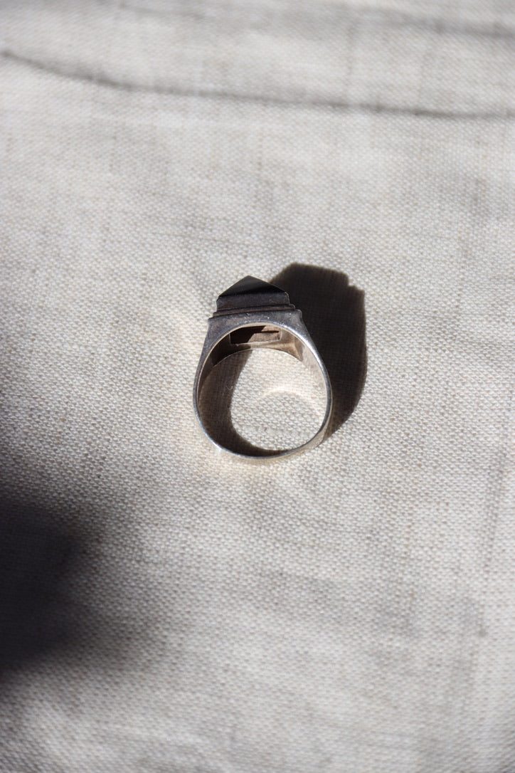 Onyx Pyramid Sterling Silver Ring