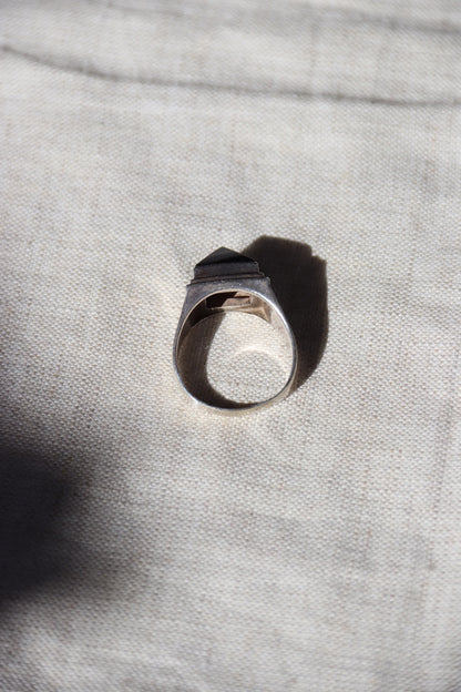 Onyx Pyramid Sterling Silver Ring