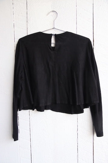 Vakko Black Suede Leather Top