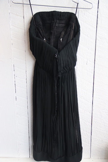 1960s Vintage Black Silk Dress - as is