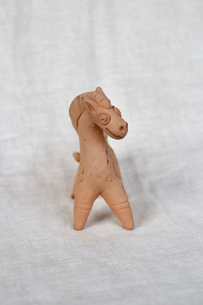 handcrafted traditional folk art style unglazed terracotta horse figurine