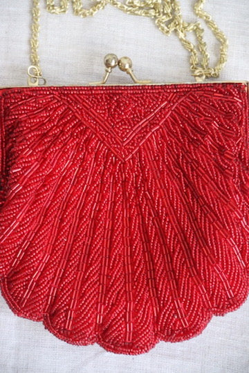 Vintage La Regale Red Beaded Purse