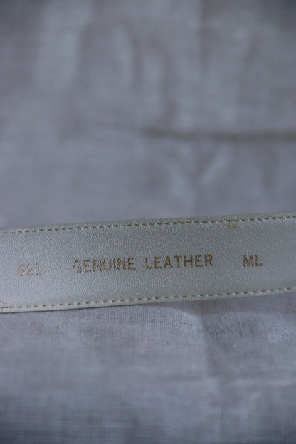 Vintage Two Tone White Leather Belt