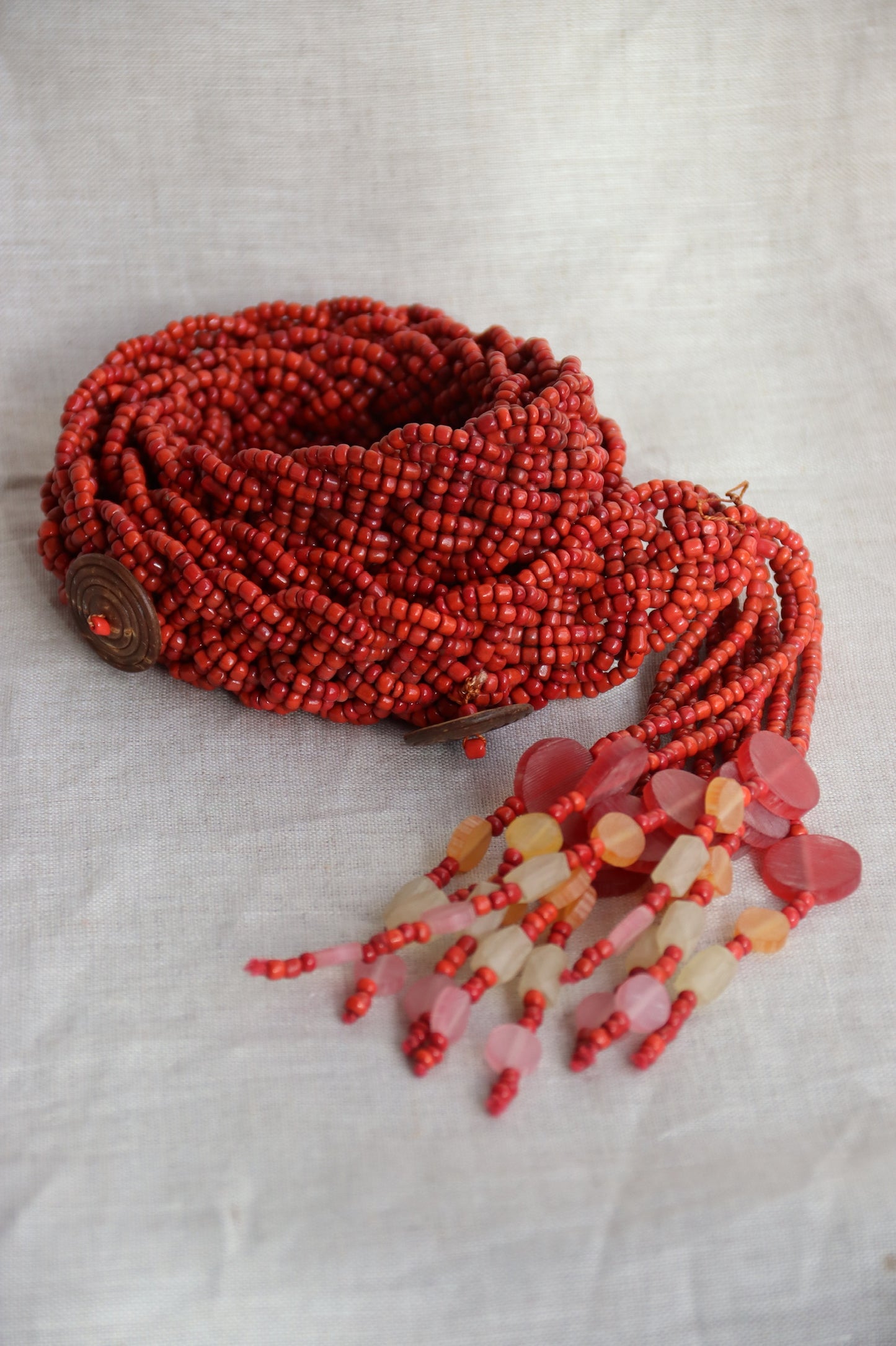 Vintage Red Beaded Belt