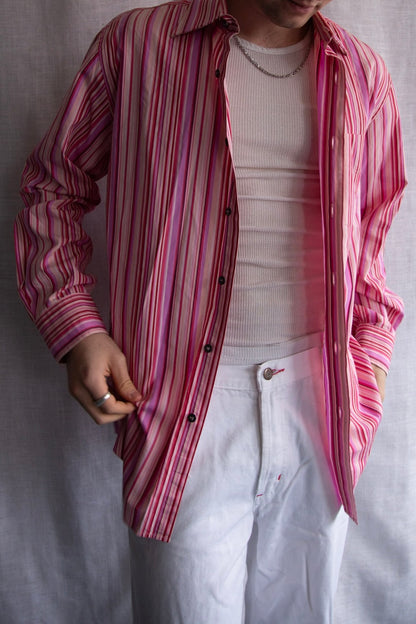Mens Paul Smith Pink Striped Button Down Dress Shirt