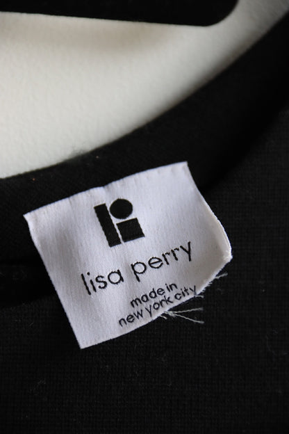 Lisa Perry Black Wool Polka Dot Dress