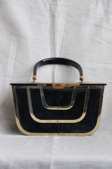 90s Black Purse with Gold Details