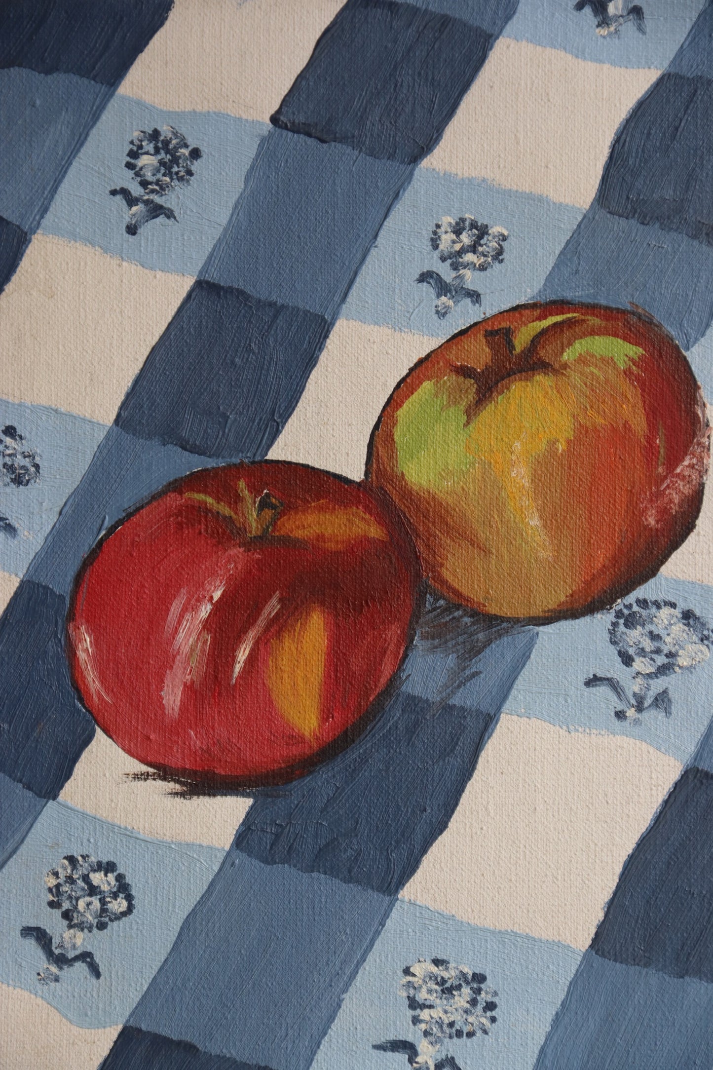 Original Oil on Canvas Still Life Painting of Apples