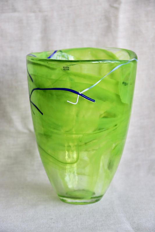 Anna Ehrner "Contrast Lime" Vase For Kosta Boda