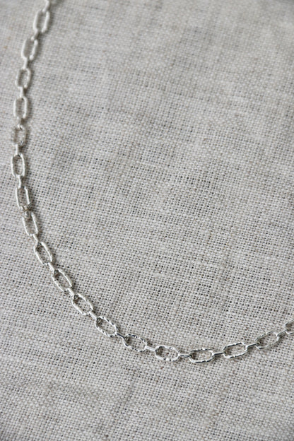Sterling Silver Hammered Oval Chain Necklace