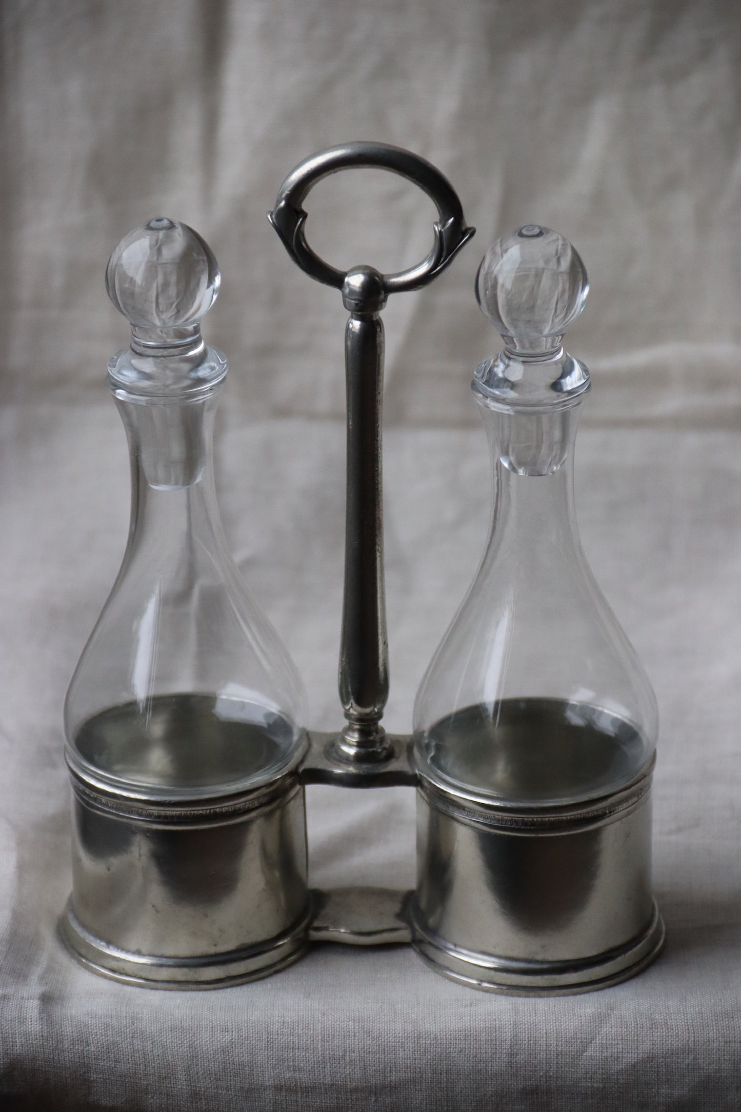 Pewter Oil and Vinegar Cruet Set