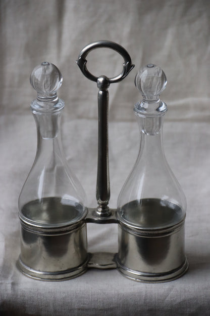 Pewter Oil and Vinegar Cruet Set