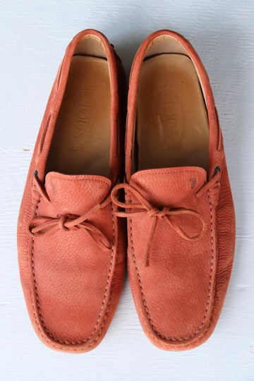Tod's Gommino Orange Leather Loafers
