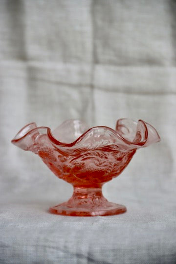 Fenton Strawberry Motif Glass Compote