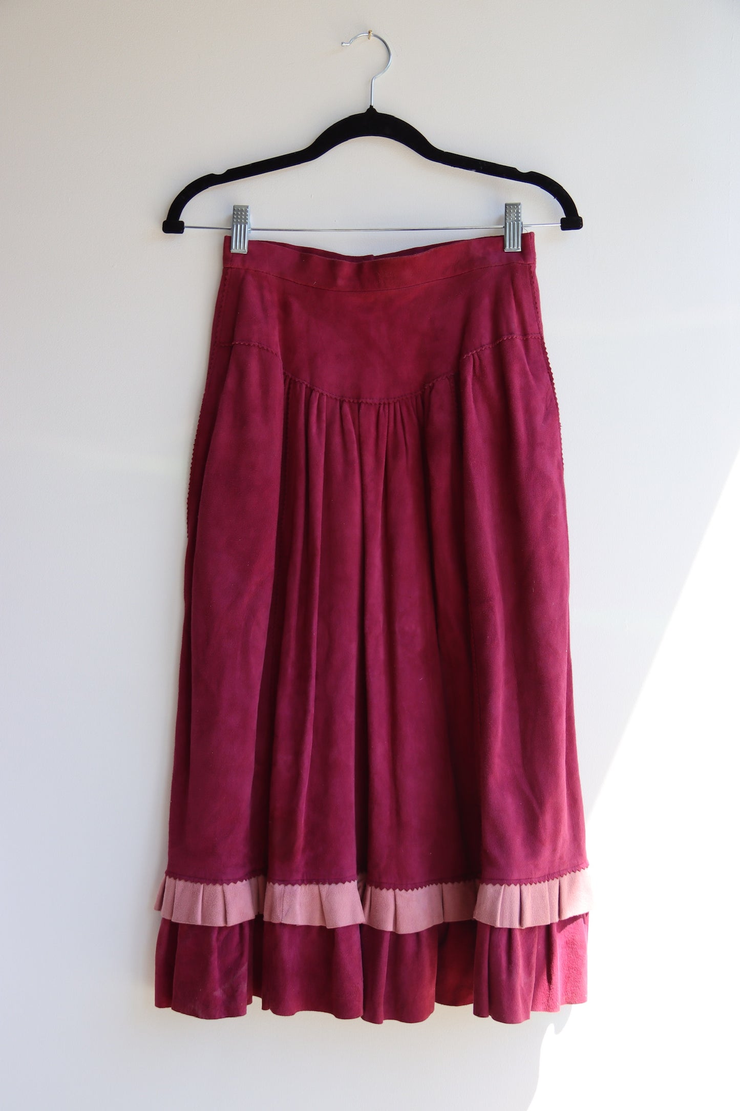 Lotus Maroon Leather Skirt - as is