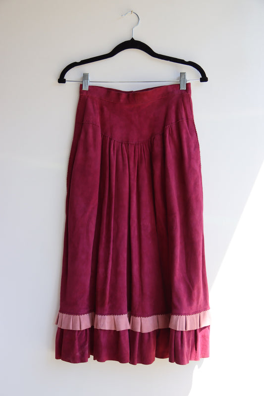 Lotus Maroon Leather Skirt - as is