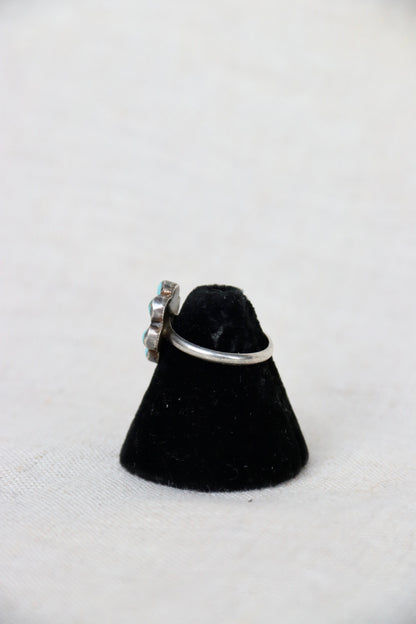 Sterling Silver zuni six-petal flower ring with turquoise inlay